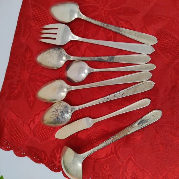 5X Serving Pieces 1939 ROYAL ROSE Oneida Nobility Plate Silverplate Spoons Sprea - Picture 8 of 14